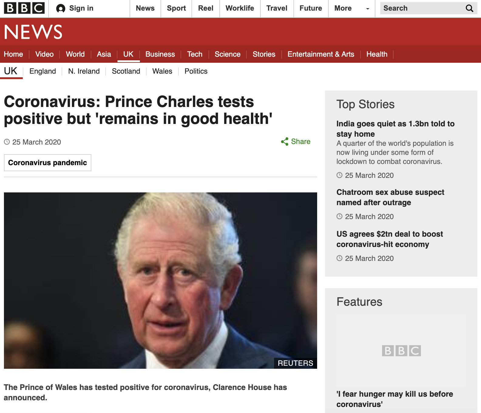 英國查爾斯王子新冠肺炎核酸檢測呈陽性