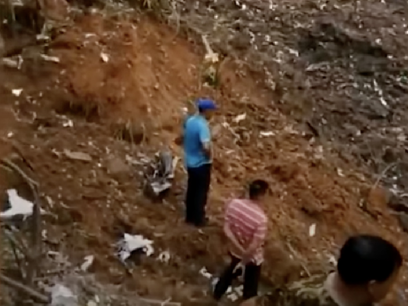 132人東航波音737墜毀 飛機殘骸影片曝光