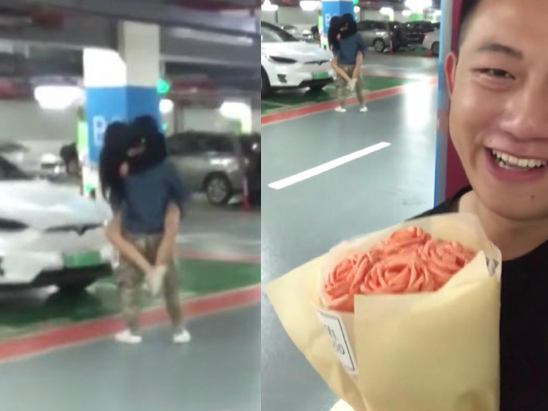 買花給女友生日驚喜 沒想到會看到這場景