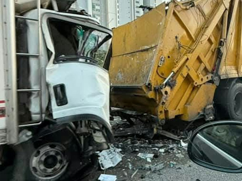 連翔道車禍,貨車撼垃圾車司機重傷 連翔道車禍,貨車撼垃圾車司機重傷